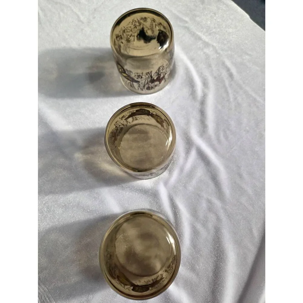 Set of 3 VTG MCM Anchor Hocking Butterfly Juice Glasses